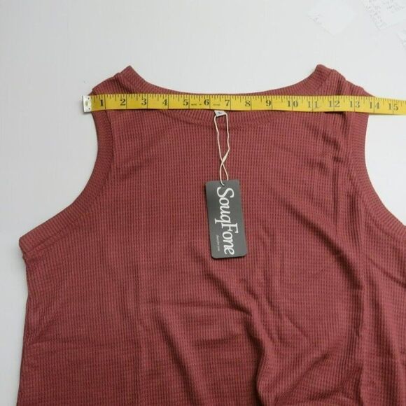 Souq Fone Knot Front Sleeveless Tanktop Shirt Women's Size Large Red Athletic - Picture 7 of 10
